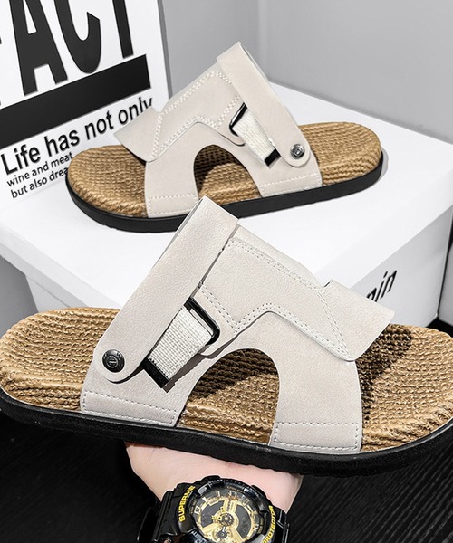 WESTBOY（ウエストボーイ）の「スウェードバックルデザインサンダル 編み込み風ソール ビーチサンダル WO26S4SD08（サンダル・メンズ・ホワイト/ブラウン/ブラック・44/43/42）」の12枚目の写真