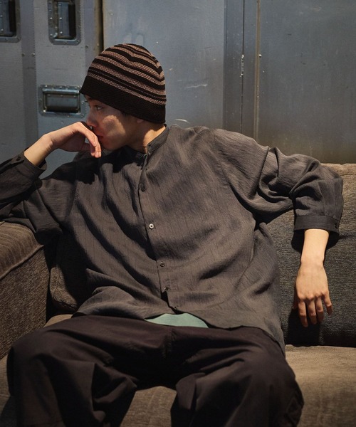 niko and...（ニコアンド）の「リネン混バンドカラーシャツ（シャツ/ブラウス・メンズ・アイボリー/チャコール/ブラウン・LARGE/MEDIUM）」の2枚目の写真