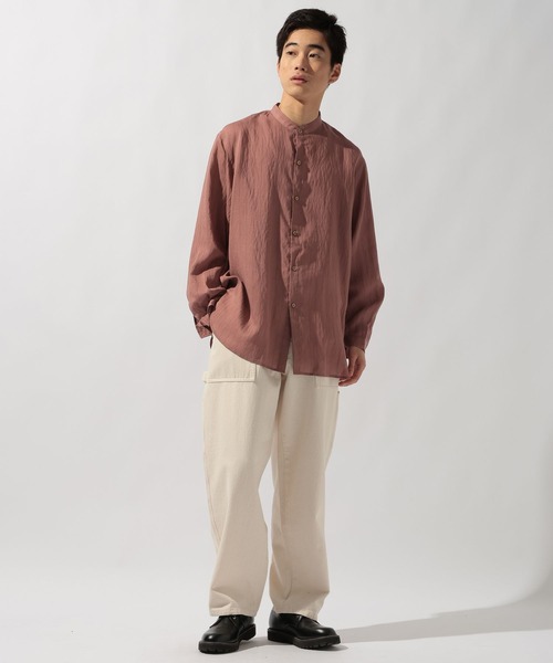 niko and...（ニコアンド）の「リネン混バンドカラーシャツ（シャツ/ブラウス・メンズ・アイボリー/チャコール/ブラウン・LARGE/MEDIUM）」の16枚目の写真