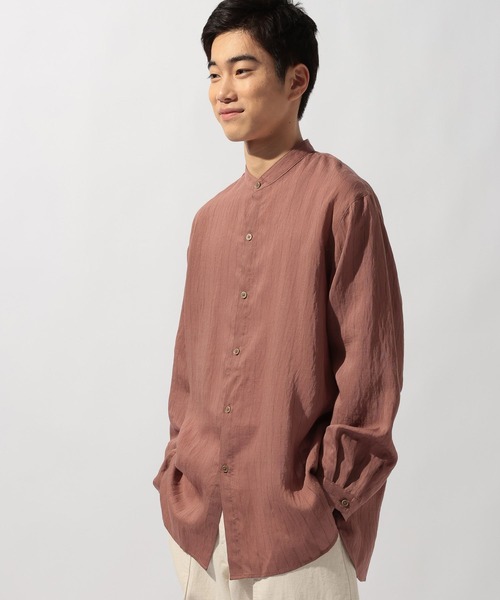 niko and...（ニコアンド）の「リネン混バンドカラーシャツ（シャツ/ブラウス・メンズ・アイボリー/チャコール/ブラウン・LARGE/MEDIUM）」の18枚目の写真