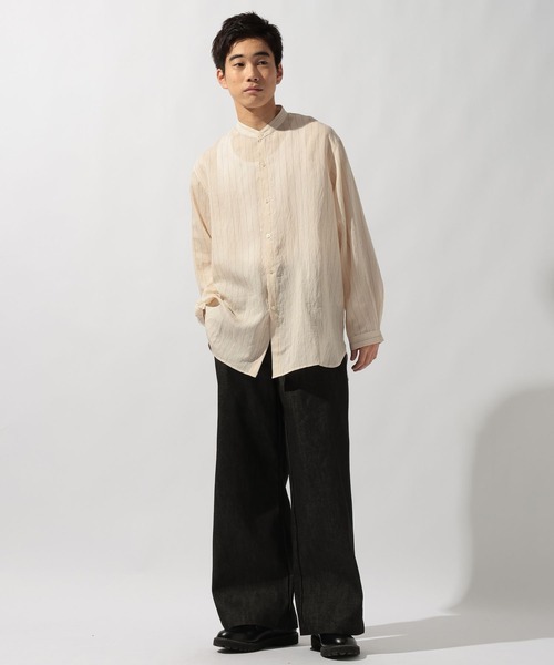 niko and...（ニコアンド）の「リネン混バンドカラーシャツ（シャツ/ブラウス・メンズ・アイボリー/チャコール/ブラウン・LARGE/MEDIUM）」の19枚目の写真