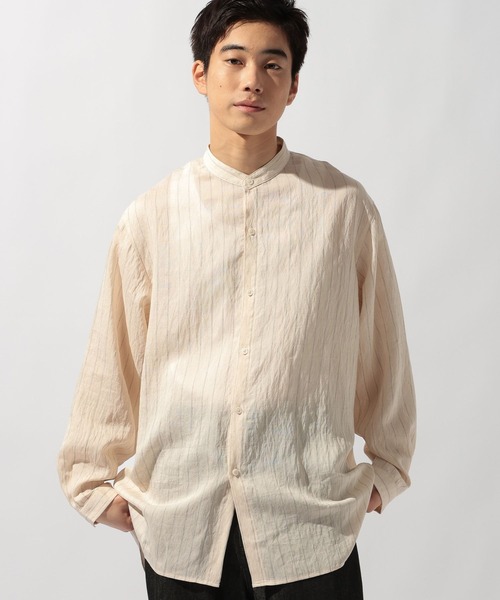 niko and...（ニコアンド）の「リネン混バンドカラーシャツ（シャツ/ブラウス・メンズ・アイボリー/チャコール/ブラウン・LARGE/MEDIUM）」の4枚目の写真