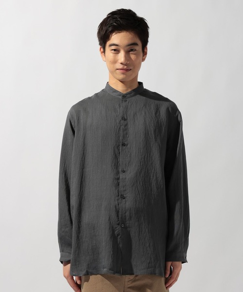 niko and...（ニコアンド）の「リネン混バンドカラーシャツ（シャツ/ブラウス・メンズ・アイボリー/チャコール/ブラウン・LARGE/MEDIUM）」の5枚目の写真