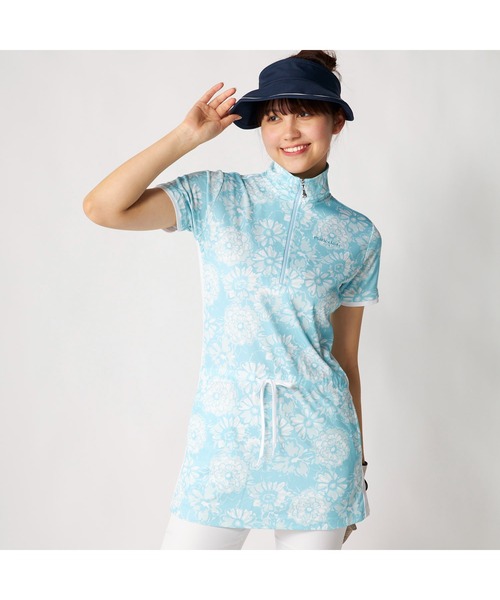 marie claire（マリ・クレール）の「marie claire GOLF/マリクレール ゴルフ ゴルフウェア 吸汗速乾 UVカット 接触冷感 遮熱 ハーフジップチュニック（チュニック・レディース・ライトブルー/ラベンダー/ネイビー・M/L/3L/LL）」の2枚目の写真