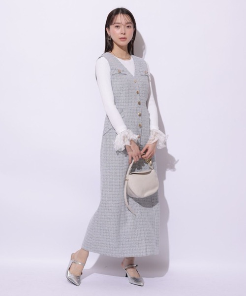 Mystrada(マイストラーダ)の「ツィードジレワンピ(ワンピース・レディース・ライトブルー/イエロー系その他・38/36)」の2枚目の写真