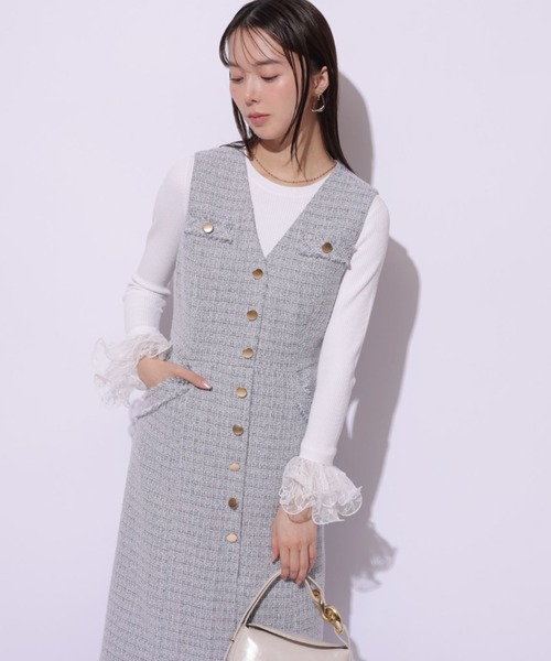 Mystrada(マイストラーダ)の「ツィードジレワンピ(ワンピース・レディース・ライトブルー/イエロー系その他・38/36)」の5枚目の写真