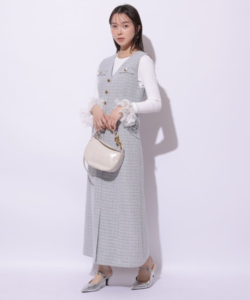 Mystrada(マイストラーダ)の「ツィードジレワンピ(ワンピース・レディース・ライトブルー/イエロー系その他・38/36)」の4枚目の写真