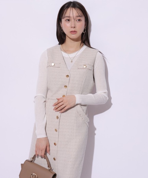 Mystrada(マイストラーダ)の「ツィードジレワンピ(ワンピース・レディース・ライトブルー/イエロー系その他・38/36)」の13枚目の写真