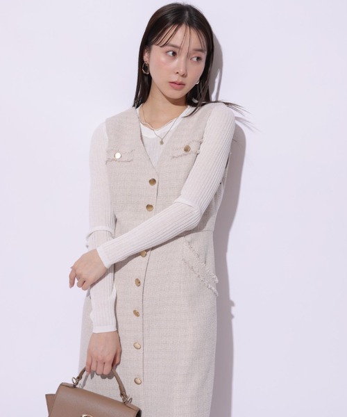 Mystrada(マイストラーダ)の「ツィードジレワンピ(ワンピース・レディース・ライトブルー/イエロー系その他・38/36)」の14枚目の写真