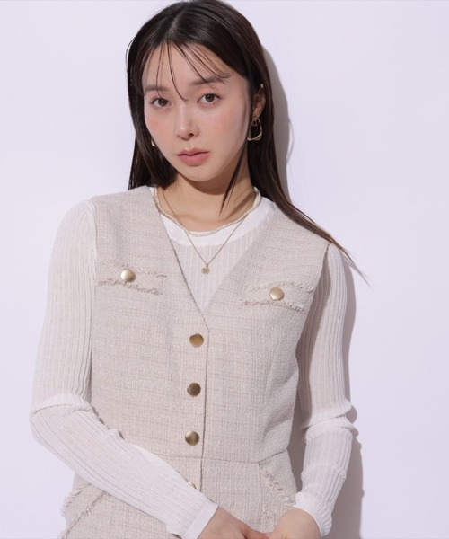 Mystrada(マイストラーダ)の「ツィードジレワンピ(ワンピース・レディース・ライトブルー/イエロー系その他・38/36)」の15枚目の写真