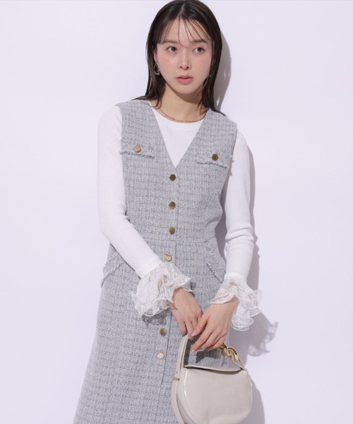 Mystrada(マイストラーダ)の「ツィードジレワンピ(ワンピース・レディース・ライトブルー/イエロー系その他・38/36)」の6枚目の写真