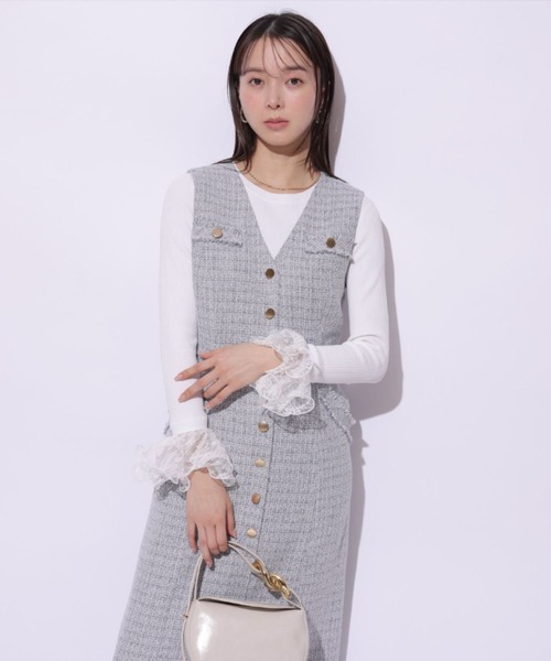 Mystrada(マイストラーダ)の「ツィードジレワンピ(ワンピース・レディース・ライトブルー/イエロー系その他・38/36)」の7枚目の写真