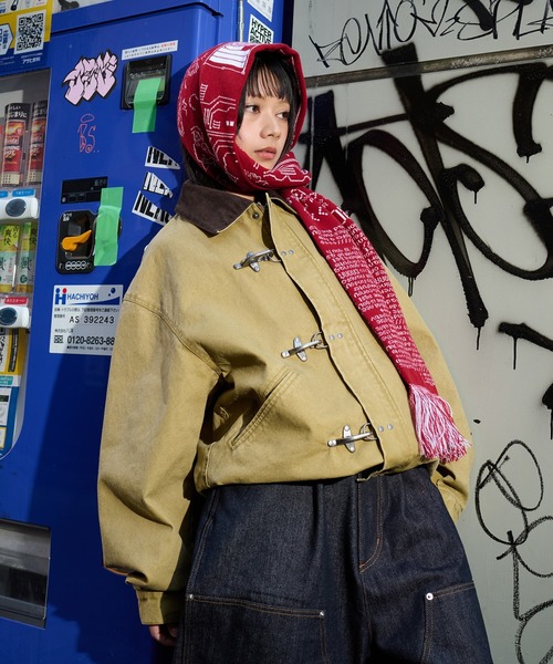 kutir（クティール）の「VINTAGELIKE DRAWCODE FIREMAN DUCK SHORT BLOUSON／ヴィンテージライクドローコードファイヤーマンダックショートブルゾン（ブルゾン・メンズ・パープル/ベージュ/ブラック/カーキ/ボルドー・SMALL/LARGE/MEDIUM/X-LARGE）」の2枚目の写真