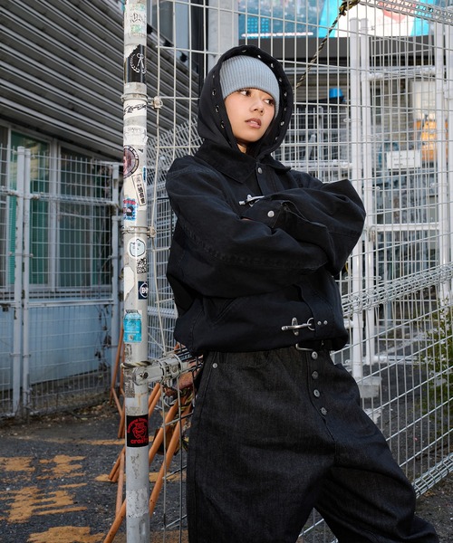 kutir（クティール）の「VINTAGELIKE DRAWCODE FIREMAN DUCK SHORT BLOUSON／ヴィンテージライクドローコードファイヤーマンダックショートブルゾン（ブルゾン・メンズ・パープル/ベージュ/ブラック/カーキ/ボルドー・SMALL/LARGE/MEDIUM/X-LARGE）」の12枚目の写真