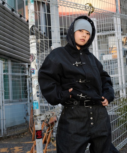 kutir（クティール）の「VINTAGELIKE DRAWCODE FIREMAN DUCK SHORT BLOUSON／ヴィンテージライクドローコードファイヤーマンダックショートブルゾン（ブルゾン・メンズ・パープル/ベージュ/ブラック/カーキ/ボルドー・SMALL/LARGE/MEDIUM/X-LARGE）」の11枚目の写真