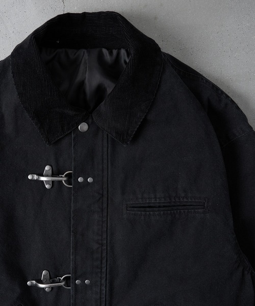 kutir（クティール）の「VINTAGELIKE DRAWCODE FIREMAN DUCK SHORT BLOUSON／ヴィンテージライクドローコードファイヤーマンダックショートブルゾン（ブルゾン・メンズ・パープル/ベージュ/ブラック/カーキ/ボルドー・SMALL/LARGE/MEDIUM/X-LARGE）」の17枚目の写真