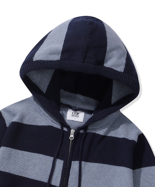 codegraphy（コードグラフィー）の「(Women's) Striped Knit Hooded Zip-up CBFSWKC001（パーカー・メンズ・ダークネイビー/ラベンダー/オートミール・SMALL/MEDIUM）」の12枚目の写真