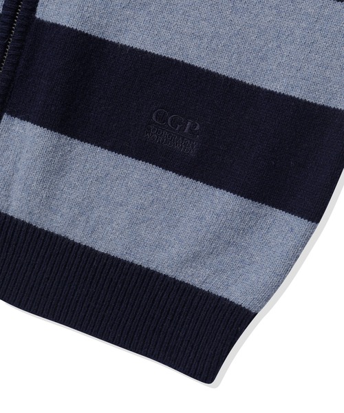 codegraphy（コードグラフィー）の「(Women's) Striped Knit Hooded Zip-up CBFSWKC001（パーカー・メンズ・ダークネイビー/ラベンダー/オートミール・SMALL/MEDIUM）」の13枚目の写真