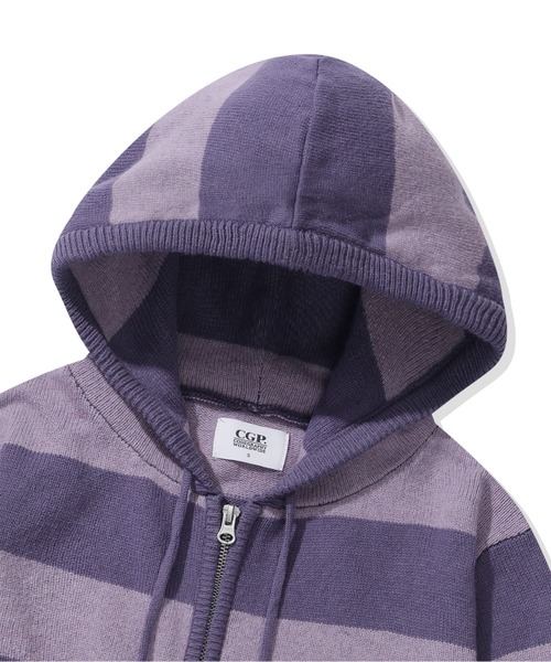 codegraphy（コードグラフィー）の「(Women's) Striped Knit Hooded Zip-up CBFSWKC001（パーカー・メンズ・ダークネイビー/ラベンダー/オートミール・SMALL/MEDIUM）」の16枚目の写真