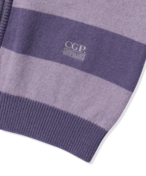 codegraphy（コードグラフィー）の「(Women's) Striped Knit Hooded Zip-up CBFSWKC001（パーカー・メンズ・ダークネイビー/ラベンダー/オートミール・SMALL/MEDIUM）」の17枚目の写真