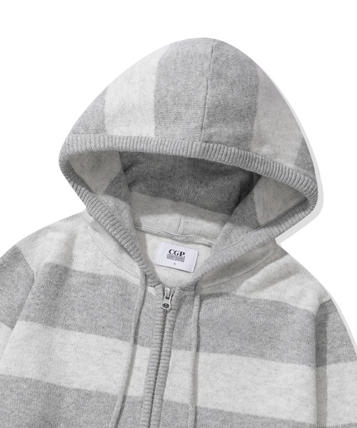 codegraphy（コードグラフィー）の「(Women's) Striped Knit Hooded Zip-up CBFSWKC001（パーカー・メンズ・ダークネイビー/ラベンダー/オートミール・SMALL/MEDIUM）」の20枚目の写真