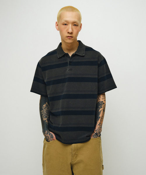 ENDOOR(エンドア)の「Vintage pk stripe 1/2 polo shirt (vtg blue)(シャツ/ブラウス・メンズ・その他・1/2)」の7枚目の写真