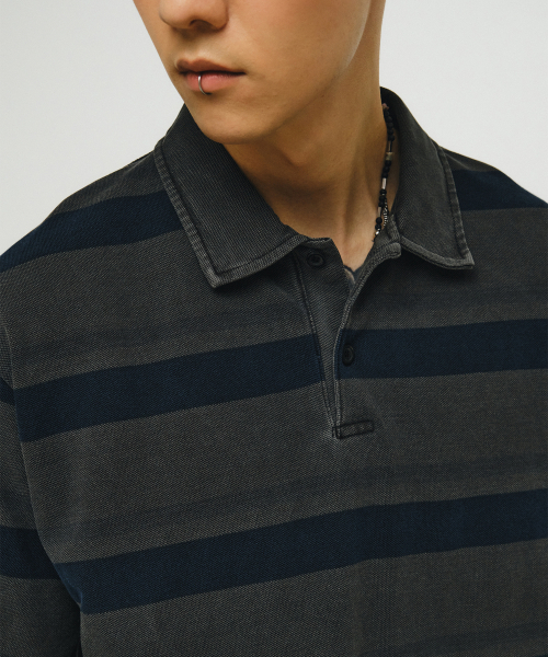 ENDOOR(エンドア)の「Vintage pk stripe 1/2 polo shirt (vtg blue)(シャツ/ブラウス・メンズ・その他・1/2)」の8枚目の写真