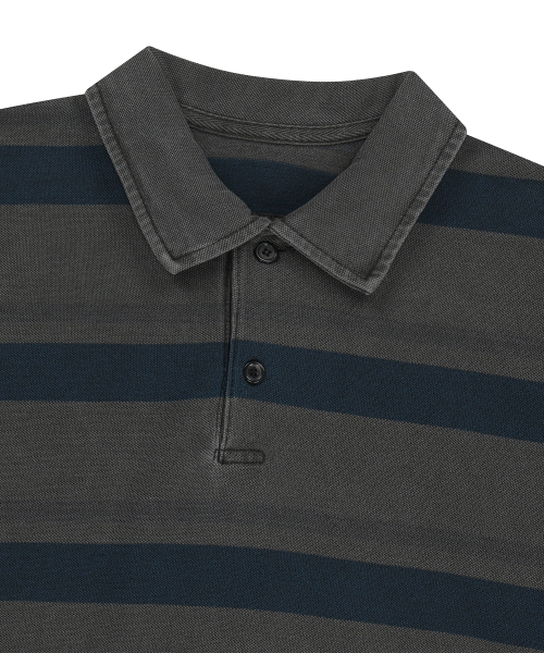 ENDOOR(エンドア)の「Vintage pk stripe 1/2 polo shirt (vtg blue)(シャツ/ブラウス・メンズ・その他・1/2)」の2枚目の写真