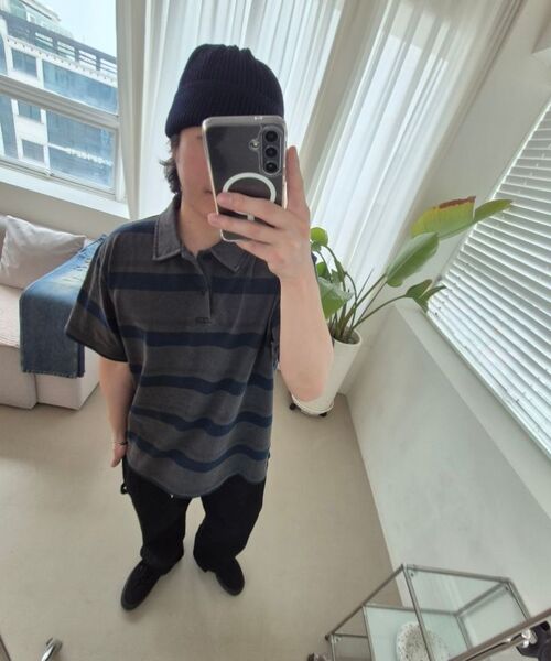 ENDOOR(エンドア)の「Vintage pk stripe 1/2 polo shirt (vtg blue)(シャツ/ブラウス・メンズ・その他・1/2)」の6枚目の写真