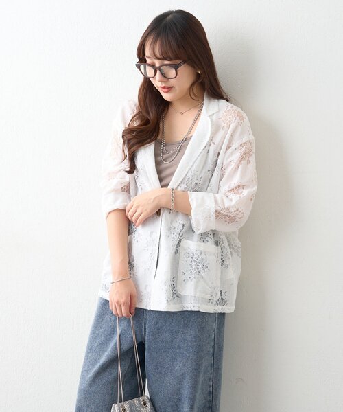 Another Branch olive des olive(アナザーブランチオリーブデオリーブ)の「【nane】フラワーレースシングルテーラードジャケット(テーラードジャケット・レディース・オフホワイト/ブラック・FREE)」の21枚目の写真