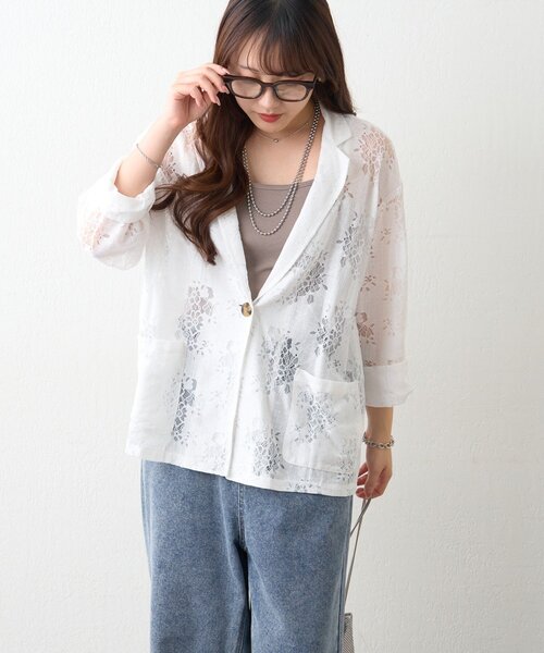 Another Branch olive des olive(アナザーブランチオリーブデオリーブ)の「【nane】フラワーレースシングルテーラードジャケット(テーラードジャケット・レディース・オフホワイト/ブラック・FREE)」の22枚目の写真