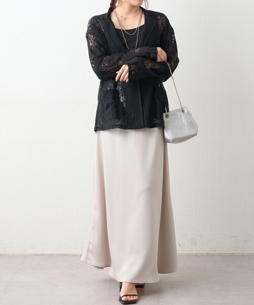 Another Branch olive des olive(アナザーブランチオリーブデオリーブ)の「【nane】フラワーレースシングルテーラードジャケット(テーラードジャケット・レディース・オフホワイト/ブラック・FREE)」の6枚目の写真