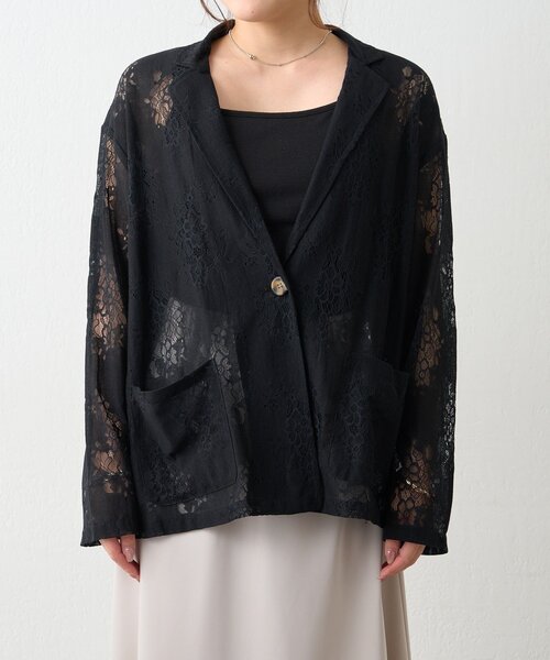 Another Branch olive des olive(アナザーブランチオリーブデオリーブ)の「【nane】フラワーレースシングルテーラードジャケット(テーラードジャケット・レディース・オフホワイト/ブラック・FREE)」の8枚目の写真
