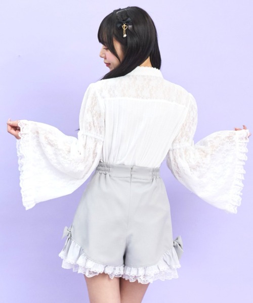 Secret Honey（シークレットハニー）の「サイドヘムアップフリルショートパンツ（スカート・レディース・ブラック/グレー・MEDIUM）」の4枚目の写真