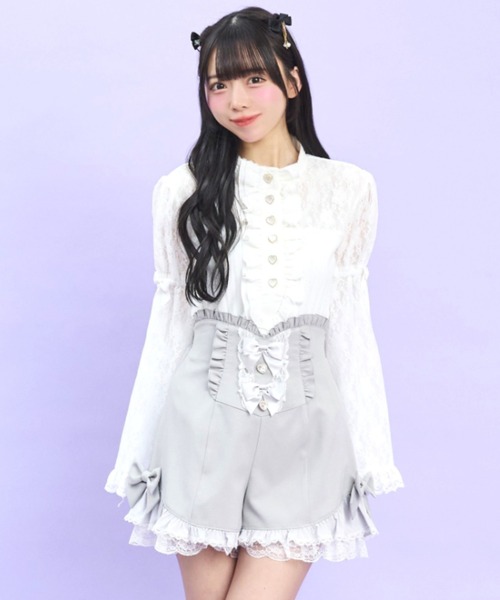 Secret Honey（シークレットハニー）の「サイドヘムアップフリルショートパンツ（スカート・レディース・ブラック/グレー・MEDIUM）」の3枚目の写真