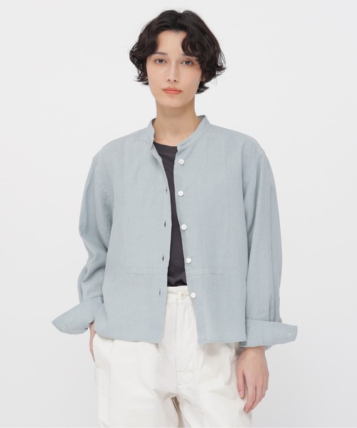 MARGARET HOWELL（マーガレットハウエル）の「SHIRTING LINEN（シャツ/ブラウス・レディース・ターコイズブルー/オフホワイト/チャコール・2/3/1）」の3枚目の写真