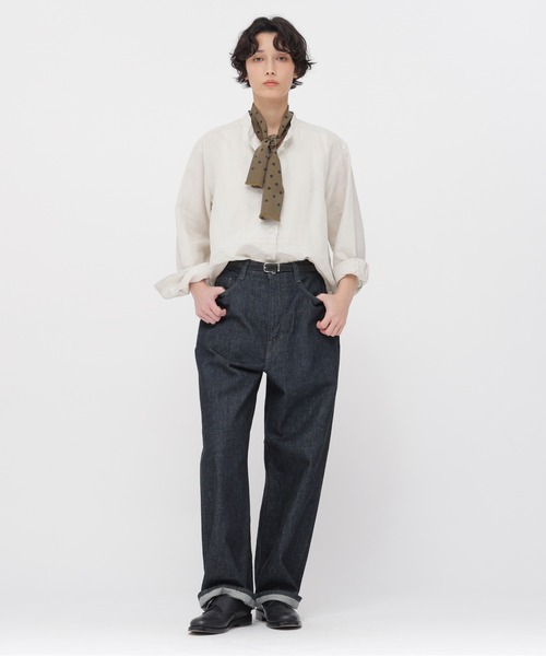 MARGARET HOWELL（マーガレットハウエル）の「SHIRTING LINEN（シャツ/ブラウス・レディース・ターコイズブルー/オフホワイト/チャコール・2/3/1）」の13枚目の写真