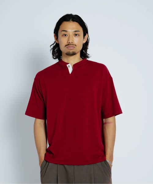 THE BOLDMAN(ザ ボールドマン)の「Henryneck Tee / ヘンリーネックTシャツ(Tシャツ/カットソー・メンズ・バーガンディー/グレー/ブラック・MEDIUM/LARGE)」の3枚目の写真