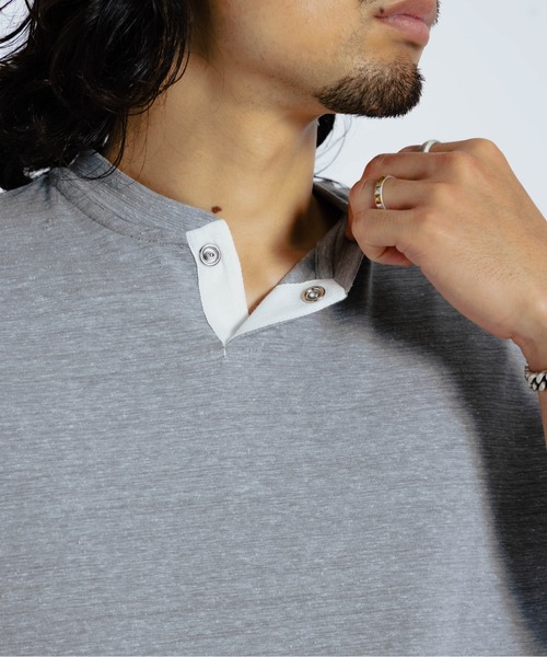 THE BOLDMAN(ザ ボールドマン)の「Henryneck Tee / ヘンリーネックTシャツ(Tシャツ/カットソー・メンズ・バーガンディー/グレー/ブラック・MEDIUM/LARGE)」の17枚目の写真