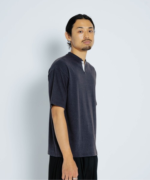 THE BOLDMAN(ザ ボールドマン)の「Henryneck Tee / ヘンリーネックTシャツ(Tシャツ/カットソー・メンズ・バーガンディー/グレー/ブラック・MEDIUM/LARGE)」の4枚目の写真