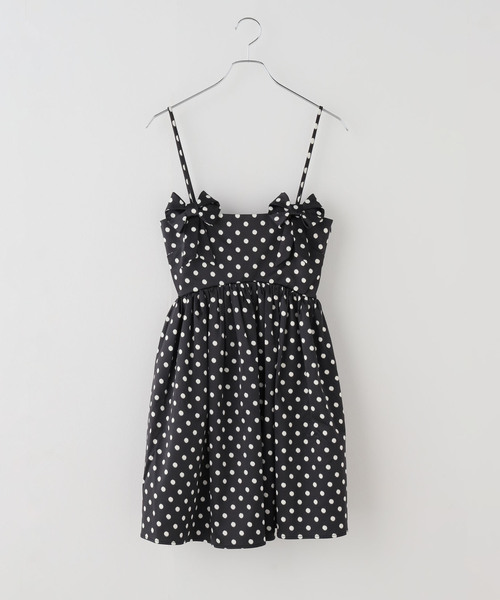 U by SPICK&SPAN(ユーバイスピックアンドスパン)の「GANNI / ガニー Printed Double Satin Mini Strap Dr(ワンピース・レディース・ブラック・SMALL)」の2枚目の写真