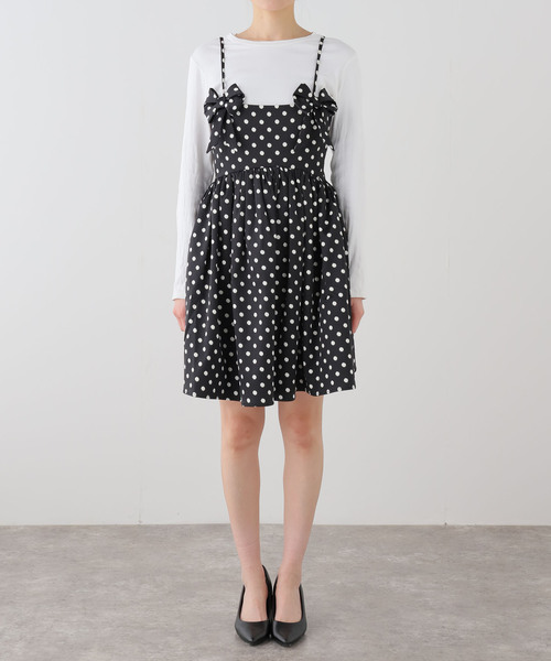 U by SPICK&SPAN(ユーバイスピックアンドスパン)の「GANNI / ガニー Printed Double Satin Mini Strap Dr(ワンピース・レディース・ブラック・SMALL)」の3枚目の写真