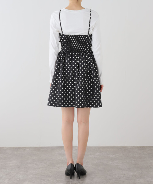 U by SPICK&SPAN(ユーバイスピックアンドスパン)の「GANNI / ガニー Printed Double Satin Mini Strap Dr(ワンピース・レディース・ブラック・SMALL)」の5枚目の写真