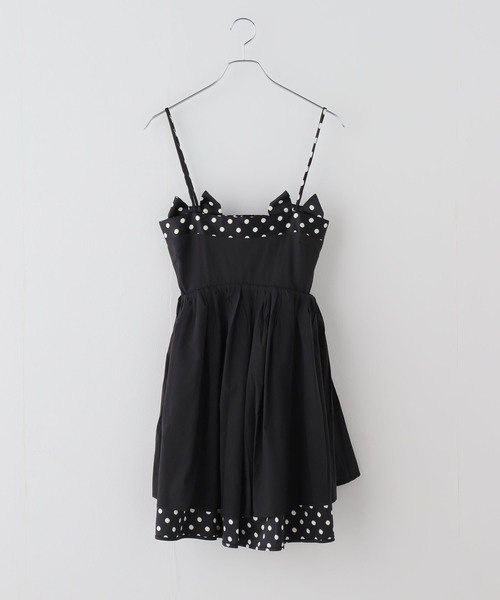 U by SPICK&SPAN(ユーバイスピックアンドスパン)の「GANNI / ガニー Printed Double Satin Mini Strap Dr(ワンピース・レディース・ブラック・SMALL)」の9枚目の写真