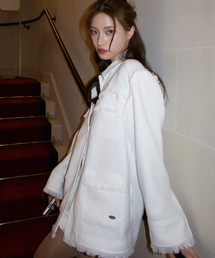ERER（エルエル）の「Overfit Fringe Tweed Shirt Jacket White（テーラードジャケット）」