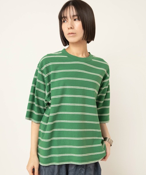 RNA-N（アールエヌエーエヌ）の「M2644 タックボーダー半袖T（Tシャツ/カットソー・レディース・キナリ/グレー/グリーン・FREE）」の10枚目の写真