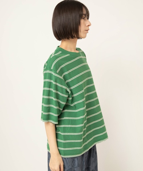 RNA-N（アールエヌエーエヌ）の「M2644 タックボーダー半袖T（Tシャツ/カットソー・レディース・キナリ/グレー/グリーン・FREE）」の11枚目の写真