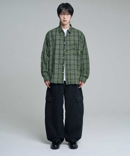 MOOVN(ムブン)の「ヴィンテージリンクルチェックシャツグリーン(シャツ/ブラウス・メンズ・その他・LARGE/MEDIUM)」の3枚目の写真