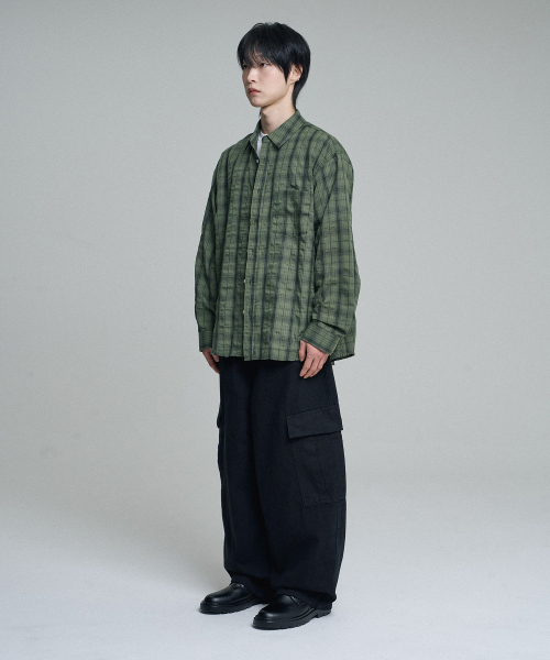 MOOVN(ムブン)の「ヴィンテージリンクルチェックシャツグリーン(シャツ/ブラウス・メンズ・その他・LARGE/MEDIUM)」の4枚目の写真