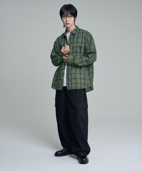 MOOVN(ムブン)の「ヴィンテージリンクルチェックシャツグリーン(シャツ/ブラウス・メンズ・その他・LARGE/MEDIUM)」の5枚目の写真